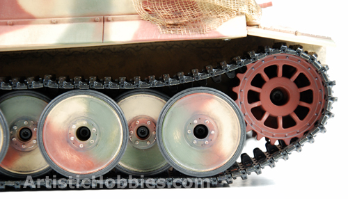 A close up picture of the Tiger I wheels.