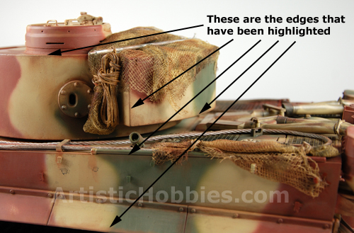 These is an after picture of the weathering on the edges of the tank.