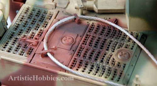 Tow cable brackets on a Tiger I